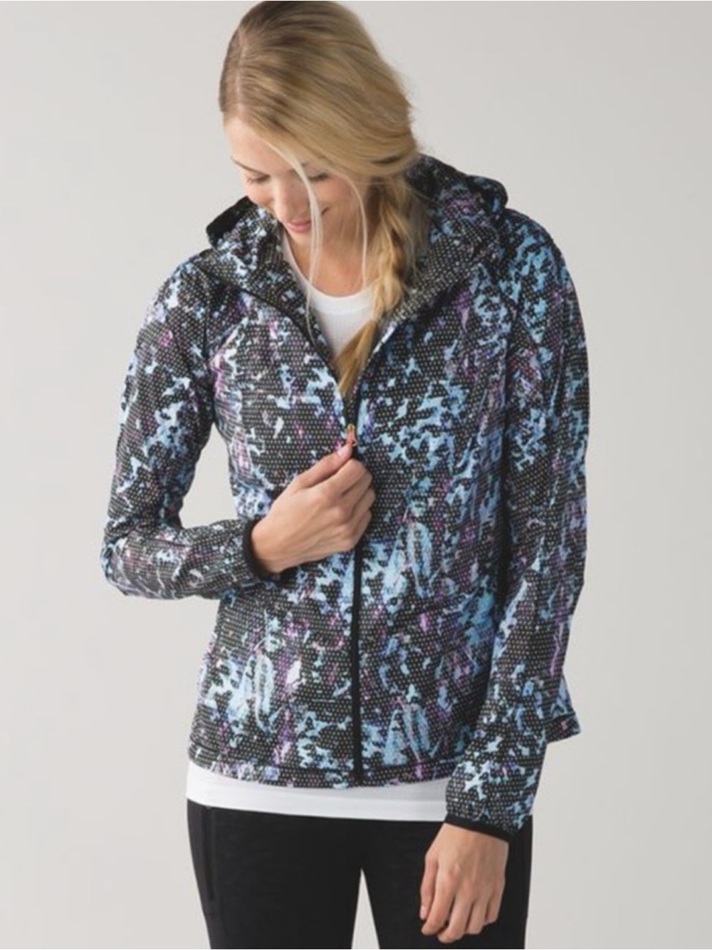 Lululemon Back Pack It Jacket Sz 8 In Floral Sport Tranquil Blue Multi